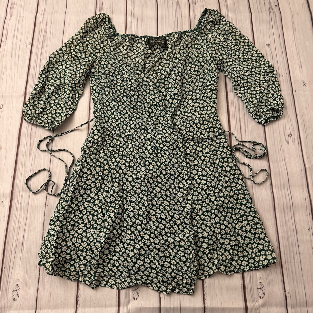 Reformation Green‎ Floral Venezuela Sammy Wrap Dress Size Small Women's